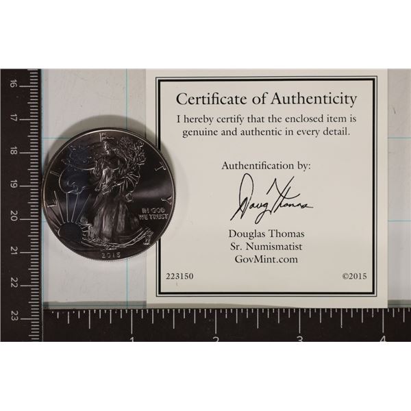 2015 AMERICAN SILVER EAGLE. BRILLIANT UNC WITH