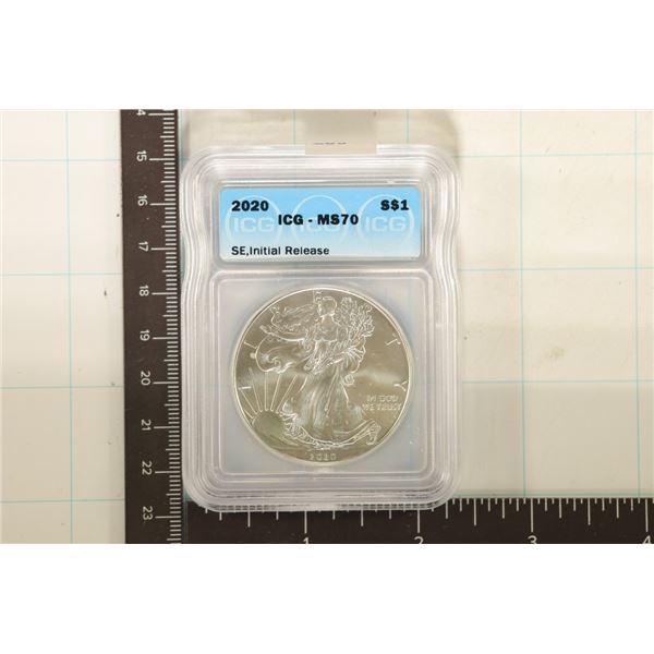 2020 AMERICAN SILVER EAGLE ICG MS70 SE INITIAL