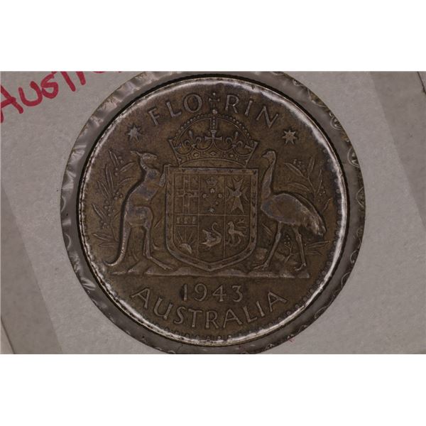 1943 AUSTRALIA SILVER 1 FLORIN .3364 OZ. ASW