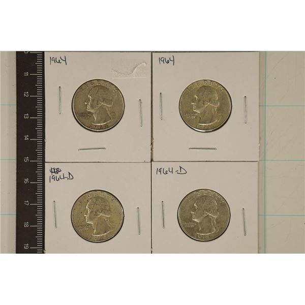 2-1964 & 2-1964-D WASHINGTON SILVER QUARTERS