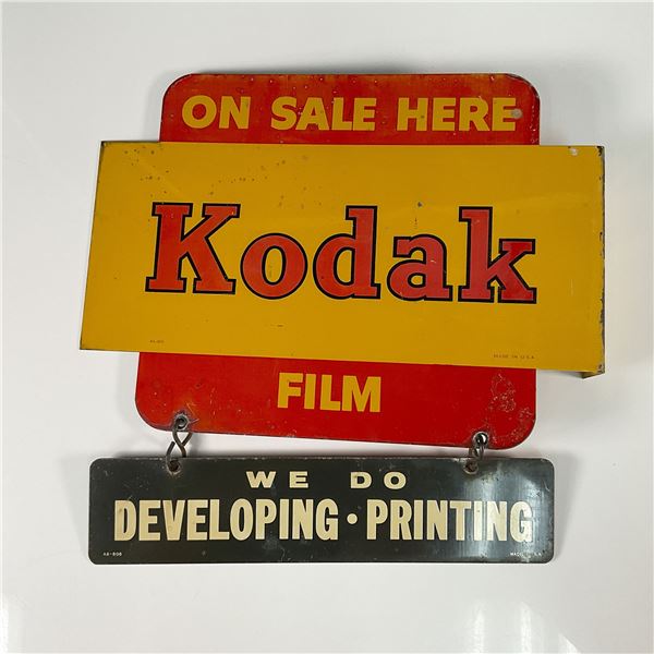 Vintage Kodak Double-Sided Metal Advertising Sign