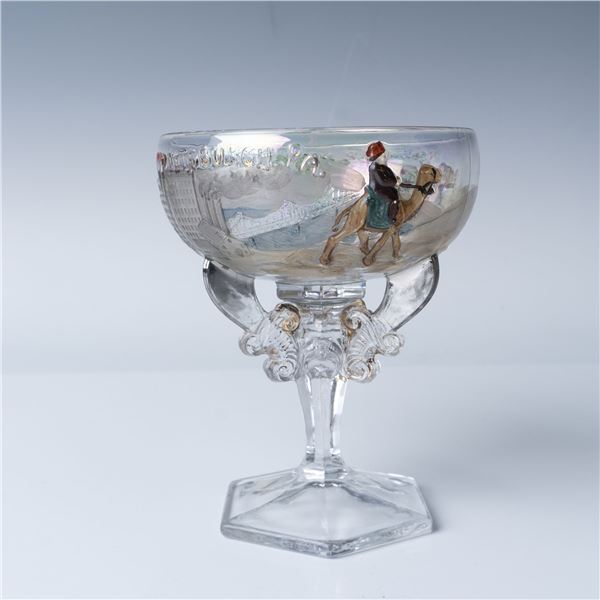 Hand-Painted Glass Goblet, Shriners Rochester and Pittsburgh
