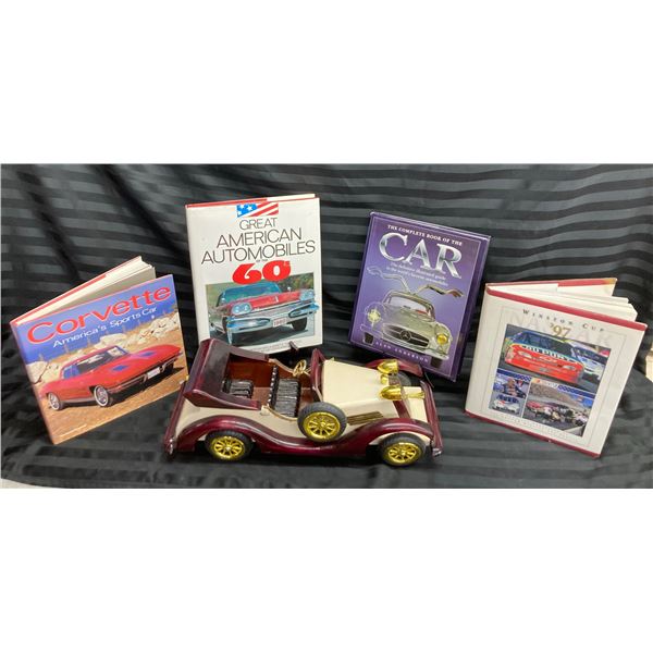 CAR BOOKS AND WOODEN CAR