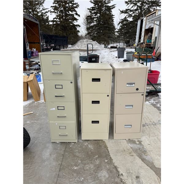THREE METAL FILE CABINETS