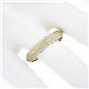 Image 3 : Men's 14k Two Tone Gold Textured Center w/ Milgrain Eternity Stackable Band Ring