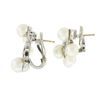 Image 3 : Vintage 14K White Gold Cultured Pearl & 0.25 ctw Diamond Flower Cluster Earrings