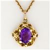 Image 5 : Vintage 14K Yellow Gold 1.75 ctw Oval Amethyst w/ Open Twisted Wire Frame Pendan