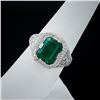 Image 3 : 3.31 ctw Emerald and 0.80 ctw Diamond Platinum Ring