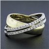 Image 2 : 18k TT Gold 0.25 ctw Pave Diamond & Polished Multi Row Crossover Wide Band Ring