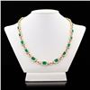 Image 1 : 23.54 ctw Emerald and 2.04 ctw Diamond 14K Yellow Gold Necklace with White Ename