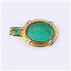 Image 2 : 18K Gold, Emerald & Diamond Pendant with Antique Venetian Glass Cameo Medallion