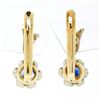 Image 3 : Vintage 14k Two Tone Gold 1.12 ctw Round Sapphire & Diamond Flower Drop Earrings