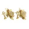 Image 3 : Italian 18k Tricolor Gold 3D Textured Open Work Flower Omega Statement Earrings