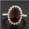 Image 2 : New 14K Rose Gold 5.47 ctw Oval Cabochon Garnet Solitaire Diamond Halo Ring
