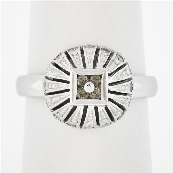 Estate 10K White Gold 0.24 ctw Fancy Brown Diamond Domed Statement Band Ring
