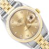 Image 1 : Rolex Mens Two Tone Sapphire Factory Champagne Diamond Dial Fluted Bezel Datejus