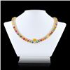 Image 1 : 59.17 ctw MultiColor Sapphire and 6.27 ctw Diamond 14K Yellow Gold Necklace