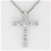 Image 2 : New 18K White Gold 0.47 ctw Princess Prong Diamond Slide Cross Pendant w/ Chain