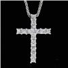 Image 6 : New 18K White Gold 0.47 ctw Princess Prong Diamond Slide Cross Pendant w/ Chain