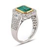 Image 3 : 2.99 ctw Emerald and 0.89 ctw Diamond 18K White and Yellow Gold Ring