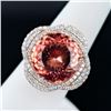 Image 3 : 14.37 ctw Morganite and 1.48 ctw Diamond 14K Rose and White Gold Ring