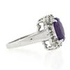 Image 5 : Estate Solid 14k White Gold 2.60 ctw Oval Amethyst Solitaire w/ Diamond Halo Rin