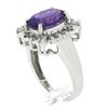 Image 9 : Estate Solid 14k White Gold 2.60 ctw Oval Amethyst Solitaire w/ Diamond Halo Rin