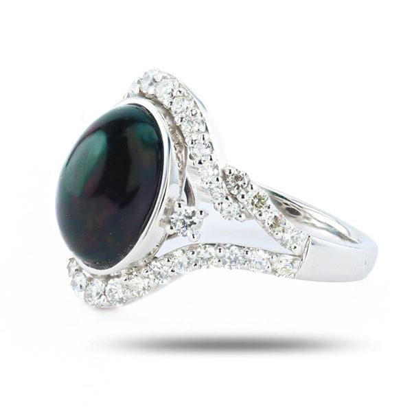 3.09 ctw Opal and 0.92 ctw Diamond Platinum Ring