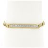 Image 1 : Unisex 14k Yellow Gold 6.75" 0.85 ctw Diamonds ID Figaro Link Chain Bracelet