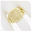 Image 3 : Mens 14K Yellow Gold Engravable Oval Brushed Wide Grooved & Polished Signet Ring
