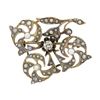 Image 1 : Antique Victorian 14k Gold 0.16 ctw Diamond & Seed Pearl Open Flower Brooch Pin