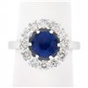 Image 1 : NEW Platinum 3.06 ctw GIA Ceylon Round Blue Sapphire Brilliant Diamond Halo Ring