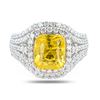 Image 1 : 5.10 ctw UNHEATED Yellow Sapphire and 1.32 ctw Diamond Platinum Ring (GIA CERTIF