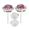 Image 5 : Platinum & 14K Gold 3.06 ctw GIA Pink Sapphire Diamond Halo Cluster Stud Earring