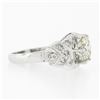 Image 5 : Vintage Platinum 2.15 ctw GIA Round Prong Set Diamond w/ Accents Engagement Ring