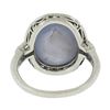 Image 8 : Antique Platinum GIA Ceylon NO HEAT Cabochon Blue Star Sapphire & Diamond Ring