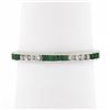 Image 1 : 18k White Gold 0.55 ctw Square Emerald & Round Diamond Milgrain Eternity Band Ri