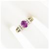 Image 3 : 14k TT Gold 1.18 ctw Pink Sapphire Solitaire Round Diamond Channel Engagement Ri