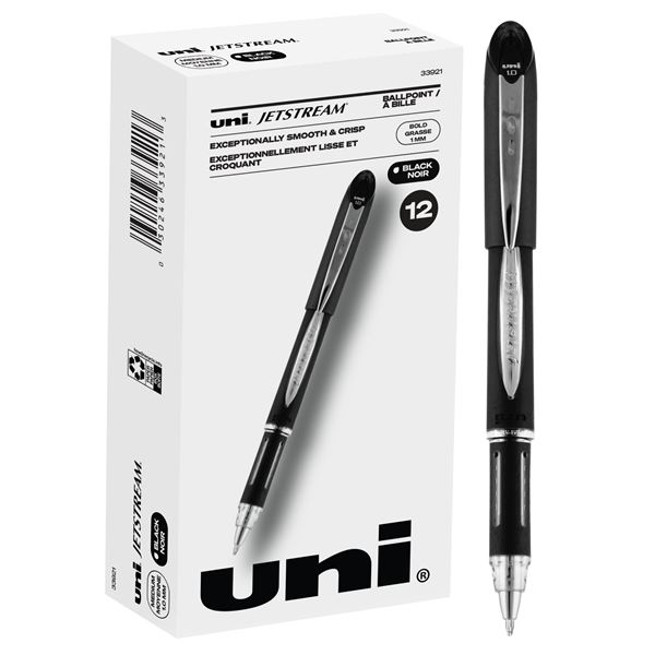 NEW 12 UNI JETSTREAM BLACK BALLPOINT PENS