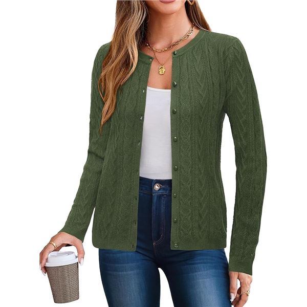 NEW ARACH&CLOZ WOMENS FALL CARDIGAN AMRY GREEN
