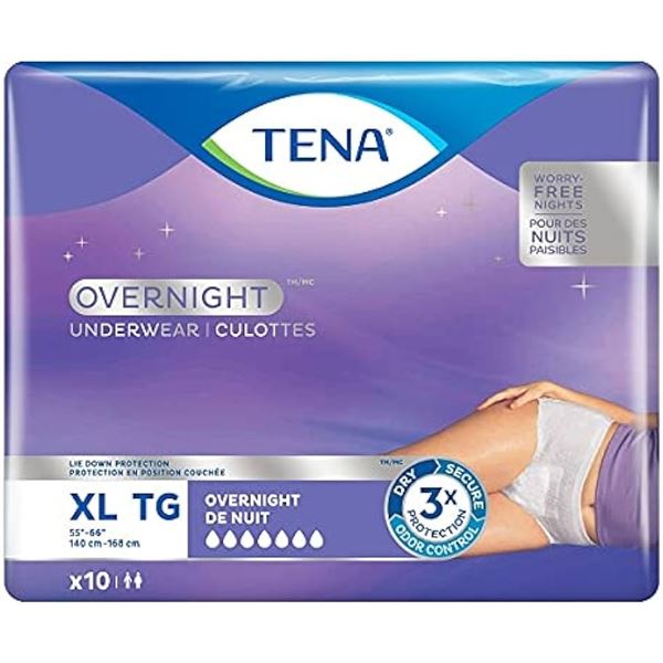 NEW 10 XL TENA OVERNIGHT UNDERWEAR