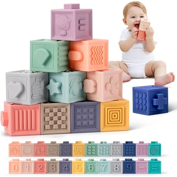 NEW 12 PACK BABY SOFT STACKING BLOCKS
