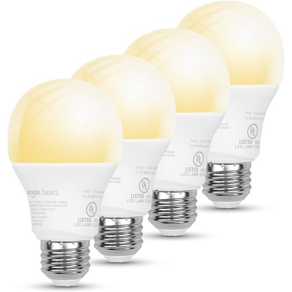NEW 4 PACK AMAZON BASICS SMART A19 LED LIGHT BULB