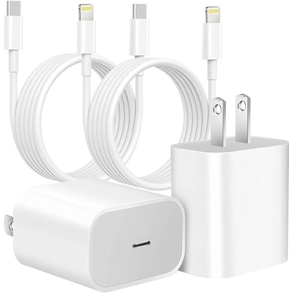NEW 2 PACK APPLE MFI CERTIFIED IPHONE FAST CHARGER