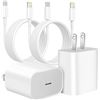Image 1 : NEW 2 PACK APPLE MFI CERTIFIED IPHONE FAST CHARGER