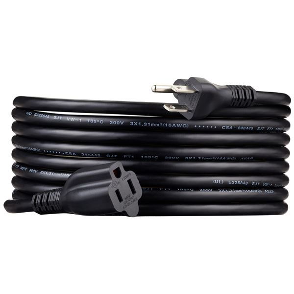 NEW AMAZON BASICS 15 FEET EXTENSION CORD BLACK