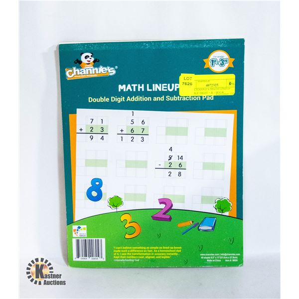 NEW CHANNIES MATH LINEUP DOUBLE DIGIT + & - BOOK