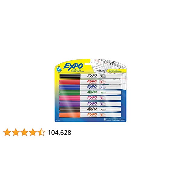NEW 8 PACK EXPO LOW DRY ERASE MARKERS ASSORTED