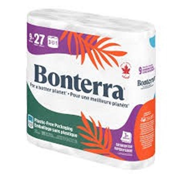 NEW 9 X 198 SHEETS BONTERRA BATHROOM TISSUE