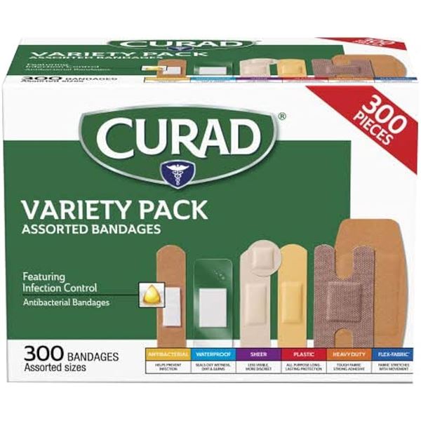 NEW 300 BANDAGES CURAD VARIETY PACK